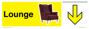 Lounge Dementia friendly yellow directional with arrows